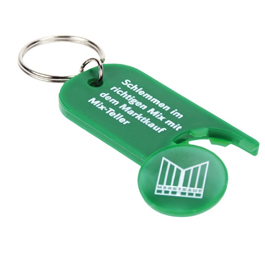 NEU Einkaufswagenchip Kunststoff Schlüsselanhänger EKW Werbung grün Plastik
